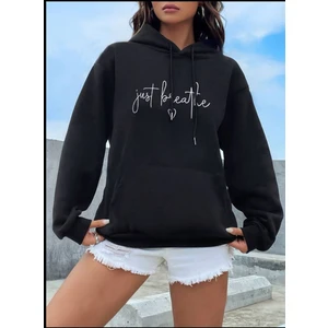 Just Baskılı Kapüşonlu Sweatshirt