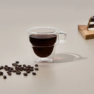 Çift Cidarlı Cam Kupa - Şeffaf - 280 ml