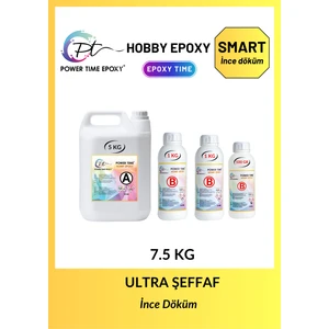 Power Time Epoxy 7.5 kg Hobby Epoxy Smart/ Hobi Epoksi Reçine Ultra Şeffaf ve Parlak Ince Döküm