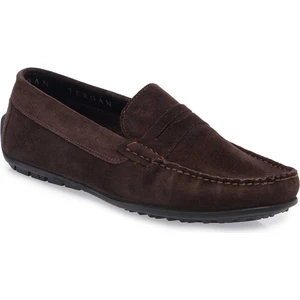 Kahve Hakiki Süet Deri Erkek Loafer - E25I1AY57298-B85