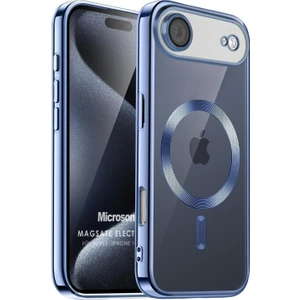 Apple iPhone 17 Air Kılıf Magsafe Luxury Electroplate Mavi