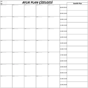 Emt Pazarlama® Aylık Planlayıcı Manyetik Duvar Stickerı Takvim Plan Çizelgesi