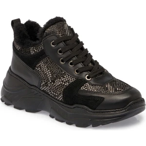 Siyah Hakiki Deri Kadın Sneaker - K24S1AY67538-A23