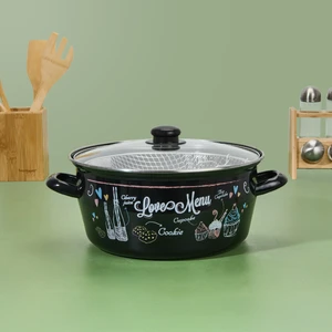 Love Menu Emaye Kızartma Tenceresi - Siyah - 28 cm