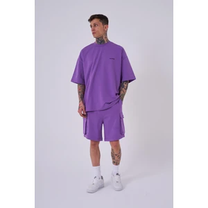 Oversıze Kargo Cepli Basic Şort New Purple