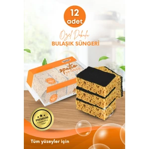 12 Adet Lifli Düz Bulaşık Süngeri – Özel Dokulu, Dayanıklı Geniş Gözenekli Mutfak Süngeri Seti