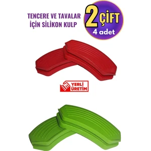 Silikon Tencere Tava Tutacağı Yanmaz Yapışmaz Tutamaç Eldiven 9x4 cm Renkli 2 Çift 4 Adetten Oluşur