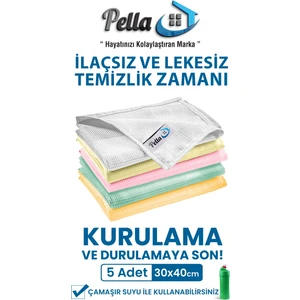 Pella 5li 40X30CM Mikrofiber Temizlik Bezi - Yeni Renkler
