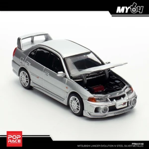 Pop Race 1/64 Mitsubishi Lancer Evolution Iv Steel Silver Metallic