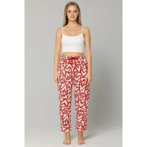 Kadın Kalp Desenli Tek Alt Kırmızı