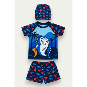 Erkek Çocuk Desenli 3'lü Mayo Takımı 2-12 Yaş 12002