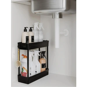 Çok Amaçlı 2 Katlı Evye Altı Düzenleyici Askılı Banyo Dolap Içi Organizer Rafı Standı 36x35 cm