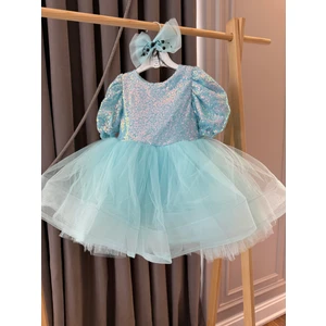 Aden Pullu Payetli Tütü Doğum Günü Mezuniyet Parti Kostüm Kısa Balon Kollu Abiye Kız Çocuk Elbise