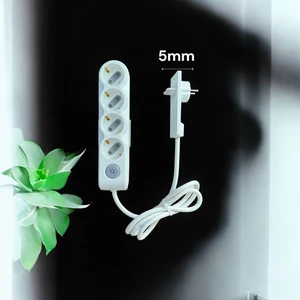 4’lü Uzatma Kablosu 3m-Ince Fiş, Dar Alan Uyumlu