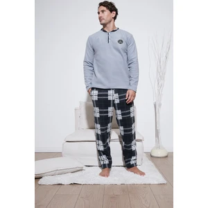 Regular Fit Bisiklet Yaka Kışlık Yumuşak Dokulu Polar Pijama Takımı Erkek Pijama Takımı 6096100