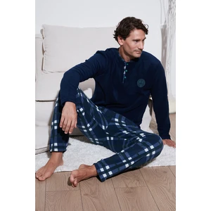 Regular Fit Bisiklet Yaka Kışlık Yumuşak Dokulu Polar Pijama Takımı Erkek Pijama Takımı 6096100