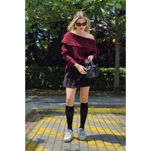 Oversize Fit Madonna Yaka Triko Kazak Bayan Kazak 4615216