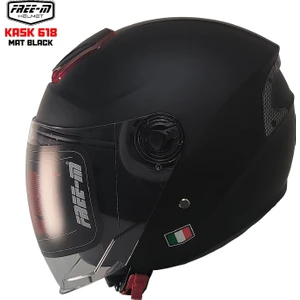 Free-M 618 Yarım Kask Mat Siyah(Güneş Vizörlü)
