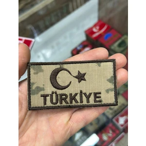 "türkiye" Yazılı Kamuflaj Kumaş Patch(Peç) Arkası Cırtlı