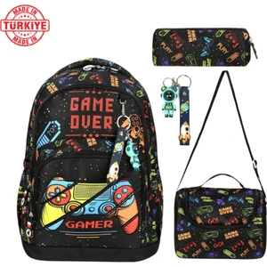 Ortopedik Su Geçirmez Gamer Desen İlkokul Sırt Çantası Termal Beslenme Ve Kalemlik