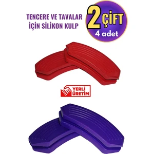 Silikon Tencere Tava Tutacağı Yanmaz Yapışmaz Tutamaç Eldiven 9x4 cm Renkli 2 Çift 4 Adetten Oluşur