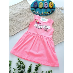 Stay True Pamuklu Askılı Elbise Neon Pembe - 2-3 Yaş