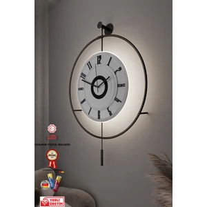 MetaQuartz Aksesuar Xxl(60*80 cm) Black Fred (3 Pil ile Gelir ) LED Kristal - Modern Metal Duvar Saati