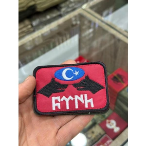 Göktürkçe "türk " Yazılı ve Kurt Motifli Patch(Peç) Arkası Cırtlı Arma