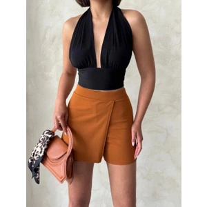 Kapaklı Şort Etek Camel