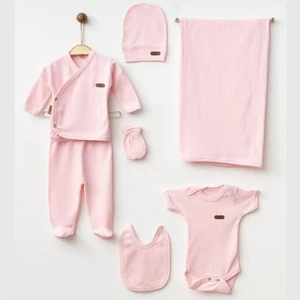Maxhilda Bebe Erkek - Kız Bebek 7 Parça Hastane Çıkışı Zıbın Seti Natural Pastel Renk (Hediye Paketi Yapılır)