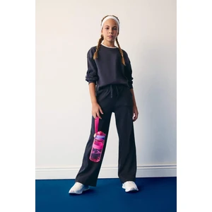 Kız Çocuk Beli Lastikli Wide Leg Geniş Paça Eşofman Altı