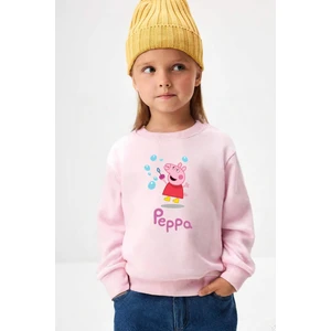 Kız Çocuk Peppa Baskılı 3 Iplik Kumaş Pamuklu Sweatshirt