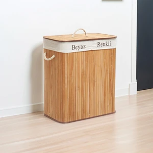 | Foldi | Bamboo Çift Hazneli Örme Çamaşır Sepeti
