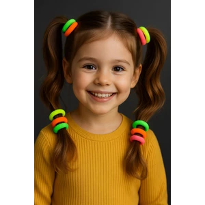 Renkli Neon Saç Tokası Seti – Çocuk & Kadın Için Kopmaz Lastik Toka (100'LÜ Paket)