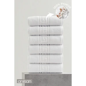 6'lı Greek El Havlusu - 50x90 Cm, 225 gr, %100 Pamuk, Spa Ve Otel Havlusu, Günlük Kullanıma Uygun