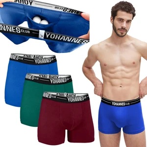 Yohannes Club Erkek Özel Keseli Pamuklu Boxer,3'lü Paket - 3 Pack, Medium, Bordo,yeşil,mavi