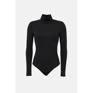 Kadın Basic Yüksek Yaka Örme Body Siyah