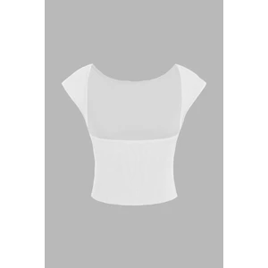 Kadın Sırtı Açık Crop Top Beyaz