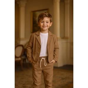 Erkek Çocuk Keten Ceket Pantolon 3'lü Takım