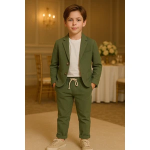 Erkek Çocuk Keten Ceket Pantolon 3'lü Takım