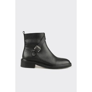 Siyah Deri Kadın Klasik Bot