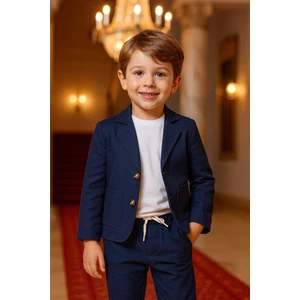 Erkek Çocuk Keten Ceket Pantolon 3'lü Takım