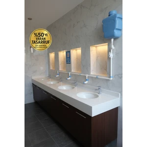 Hilal Kimya Merkezi Sistem Depolu Sabunluk Sistemi 10LT Butonlu Mavi 4 Musluklu