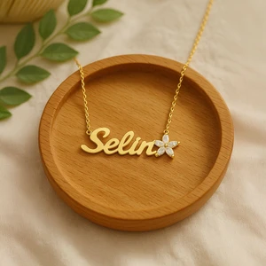 Lotus Çiçeği Isimli Altın Kaplama Gümüş Kolye