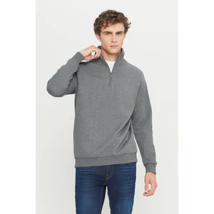 Altınyıldız Classics Erkek Antrasit-melanj Standart Fit Normal Kesim Içi Polarlı Dik Bato Yaka Pamuklu Sweatshirt