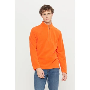 Altınyıldız Classics Erkek Turuncu Anti-pilling Tüylenme Yapmayan Standart Fit Dik Yaka Soğuk Geçirmez Polar Sweatshirt