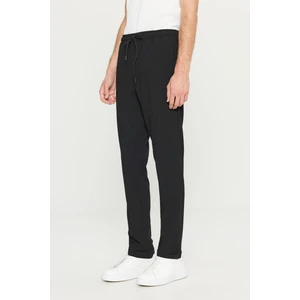 Altınyıldız Classics Erkek Siyah Slim Fit Rahat Kesim Beli Bağlamalı Yan Cepli Jogger Pantolon