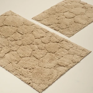 2'li Banyo Paspas Takımı Bej- Açık Kahve Hann Rocks