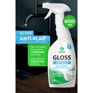 GRASS Gloss Pas & Kireç Sökücü Sprey 600ml - Banyo, Mutfak, Jakuzi ve Havuz için Profesyonel Çok Amaçlı Temizleyici | Kireç, Pas, Sabun Lekelerini Anında Çözer | Leke Bırakmaz | Klor ve Alkali İçermez