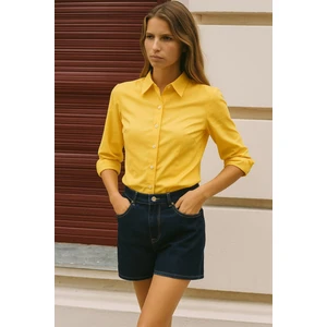 Vücuda Oturan Basic Crop Gömlek